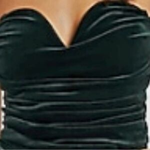 EXPRESS Sweetheart Neckline Strapless Ruched Green Velvet Party Top Large